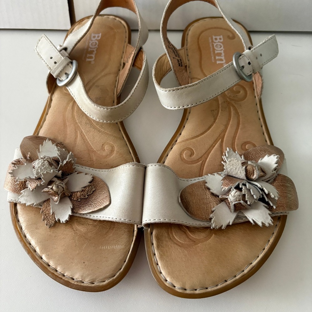 Born Gold and beige sandals